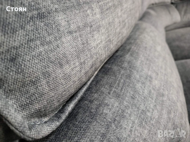 Сив ъглов диван от плат с електрически релаксиращ механизъм, снимка 4 - Дивани и мека мебел - 53833745