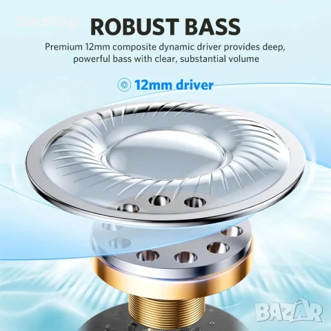 Безжични слушалки EarFun Air Life, дълбок бас с 12 мм драйвери, Bluetooth 5.4, 35 ч, IPX5, лилаво, снимка 3 - Безжични слушалки - 50578073