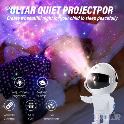 Светлинен галактически проектор астронавт нощна лампа за деца, снимка 4 - Детски нощни лампи - 44148705