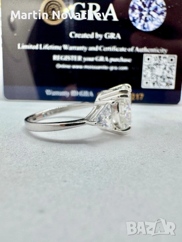 Сребърен пръстен с мойсанит (Диамант) 5 карата, снимка 6 - Пръстени - 53423732