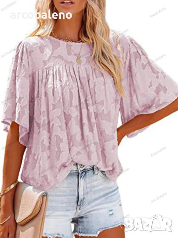 Дамска дантелена блуза с разкроени ръкави, 12цвята - 023, снимка 5 - Тениски - 40302892