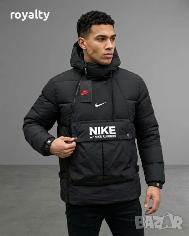 Nike Ново Мъжко Топло Черно Зимно Яке с Качулка [С-2ХЛ Размер]