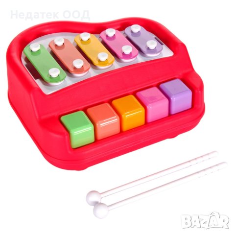 Бебешки ксилофон с палки и пиано, Многоцветен, снимка 1 - Музикални играчки - 40454547