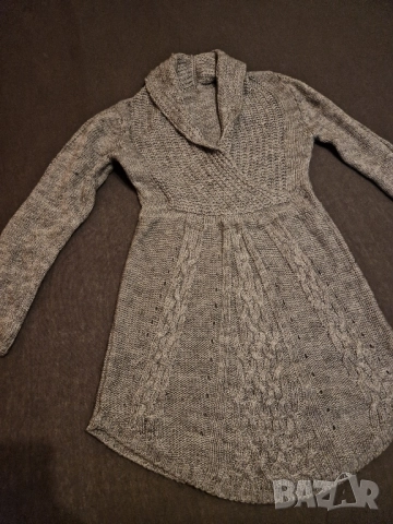 Дамска рокля сива плетиво С/М 