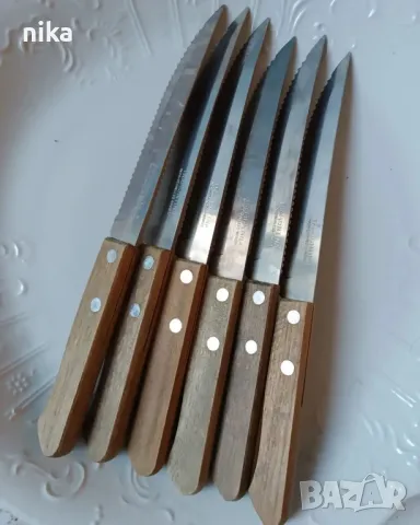 Комплект от 6 ножа с дървени дръжки, снимка 2 - Прибори за хранене, готвене и сервиране - 47891388