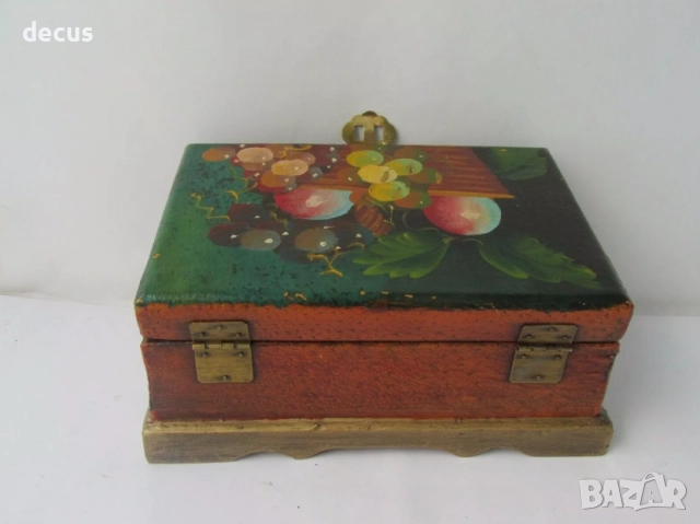 Винтидж руска съветска ръчно рисувана дървена кутия, снимка 7 - Антикварни и старинни предмети - 51463703