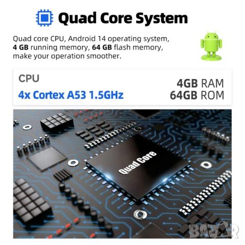 9” 2-DIN мултимедия за Volkswagen-SEAT-Skoda. Android 14, RDS, 64GB ROM, RAM 4GB DDR3 , снимка 6 - Аксесоари и консумативи - 51314058