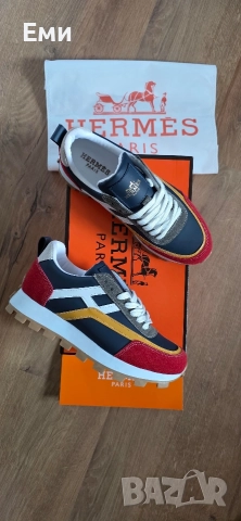 Hermes Bouncing Sneakers Естествена кожа и велур мъжки обувки сникърси , снимка 5 - Спортни обувки - 52755746