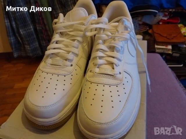 Nike Air Force 1 US 9.5 UK 8.5 #43 275 мм маркови нови маратонки естест.кожа бял Найк, снимка 3 - Маратонки - 53525393