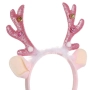 Коледна диадема с еленски рога, пухчета и розови помпони 12 см_1255078, снимка 2