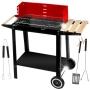 Градинско барбекю на колела, емайлирана стомана, 4 степени + Подарък 3 прибора, снимка 2