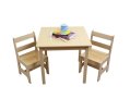 Детска Маса с 2 Столчета, Комплект от Дърво - за Учене, Игра, Рисуване, Хранене - NATURE