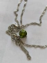Сребърно колие със зелен цирконии , снимка 6