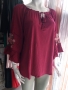 Риза/Блуза в цвят малина с бродерия и къдрички по ръкавите  - размер 2ХЛ , снимка 1 - Ризи - 36085383