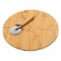 Бамбукова дъска с нож за пица, снимка 1 - Аксесоари за кухня - 35781272