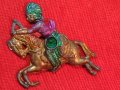 ИНДИАНЕЦ с ЛЪК на КОН СТАРА ОЛОВНА ФИГУРКА РЪЧНО ОЦВЕТЕНА ВОЙНИЧЕ РЯДКА СТАТУЕТКА 9011, снимка 13