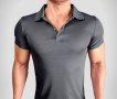 Мъжка спортно елегантна риза с къс ръкав / официална тениска с яка - сива