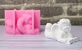 3D Дете ангел легнало с книга голям силиконов молд форма фондан гипс шоколад свещ декор, снимка 1