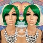 Къс Емо / Косплей Модел Перука в Зелен Цвят с Бретон КОД 8799, снимка 1 - Аксесоари за коса - 40055954