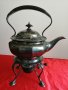 Стар Посребрен Английски Викториански Чайник с Подгряване, снимка 2