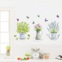 Свежи цветя лавандула ваза саксия самозалепващ стикер лепенка за стена кухня украса декор, снимка 4