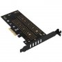 Контролер AXAGON PCEM2-D PCI-E 3.0 4x - DUAL M.2 SSD (NVMe + SATA), dual voltage, up to 110mm SSD SS