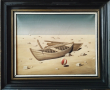 Картина "Лодки", худ. М. Тозев, 1996 г., снимка 1 - Картини - 44718576