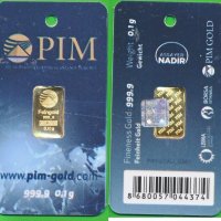 Златно кюлче PIM 0.1 грама, снимка 1 - Колекции - 35867714