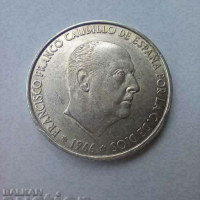 100 песети 1966 сребро Испания Франко, снимка 2 - Нумизматика и бонистика - 44758553