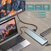 USB C докинг станция, USB C хъб, троен монитор USB тип C към DP HDMI VGA адаптер, снимка 5 - Друга електроника - 41096619