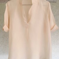 COS Швеция интересна блуза кроп-камбанка кайсиев цвят, снимка 2 - Корсети, бюстиета, топове - 42363326