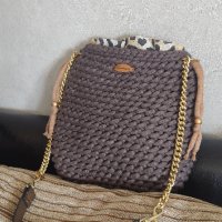 Дамска плетена луксозна чанта , ръчно изработена , кафява, снимка 9 - Чанти - 40479503