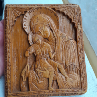 Стара восъчна икона за стена религия богородица, снимка 2 - Антикварни и старинни предмети - 36129184