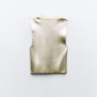 Дамска блуза - топ ZARA с златист ефект, снимка 2 - Корсети, бюстиета, топове - 44416130