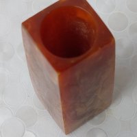 Стара ваза каталин, 230 грама, цвят кехлибар, снимка 3 - Вази - 42415889