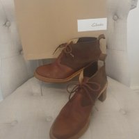 CLARCS боти/обувки – кожа-велур, кафяво-конячен цвят, №40, снимка 4 - Дамски боти - 42533377