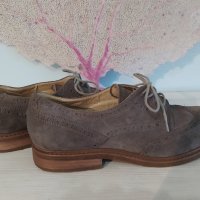 Велурени Оксфорд дамски обувки – сиви, с връзки, № 40 , снимка 4 - Дамски ежедневни обувки - 34346062