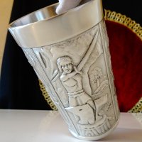 Халба,чаша от калай с юначен ковач и змей. , снимка 7 - Антикварни и старинни предмети - 44479547