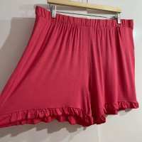 Макси силно еластични къси панталонки с висока талия и къдрички в бананово розово, снимка 1 - Къси панталони и бермуди - 41939254