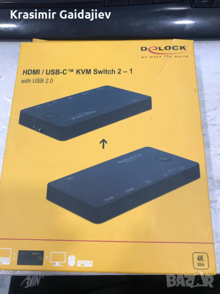 4K 60Hz HDMI / USB Type C KVM превключвател с USB 2.0, снимка 1