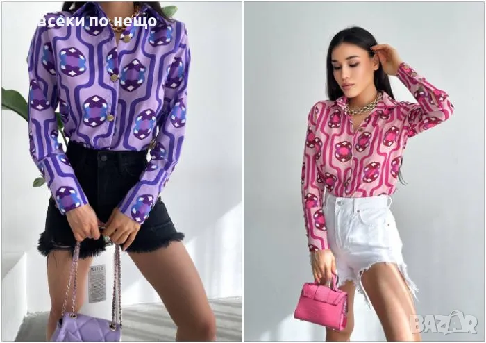 Дамска Риза С Дълъг Ръкав В Лилав Или Розов Цвят Код D1682, снимка 1