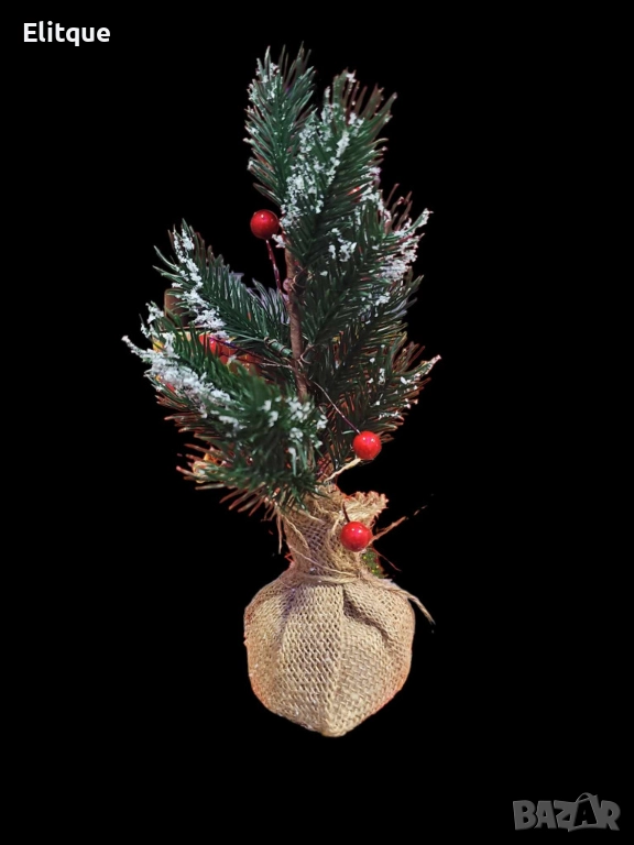 Изкуствена коледна декорация с елхови заскрежени клонки Elegant Flora в зебло/ 25см, снимка 1