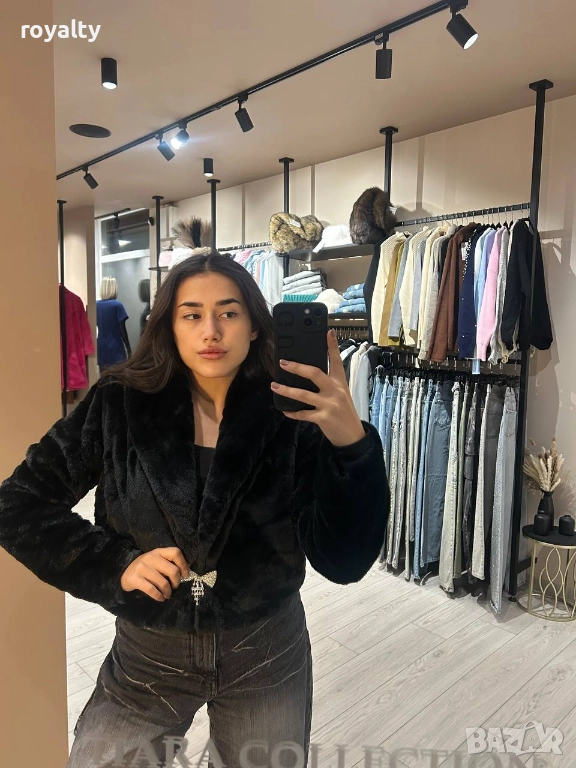 Късо Черно Дамско Палто , снимка 1