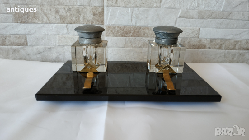 Стара кристална мастилница - Антика, снимка 1