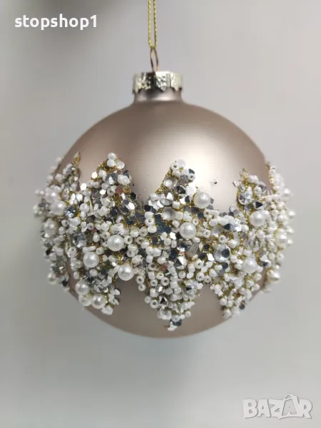 Ръчно изработена стъклена коледна топка Christmas Размери 10 см диаметър голяма играчка, снимка 1