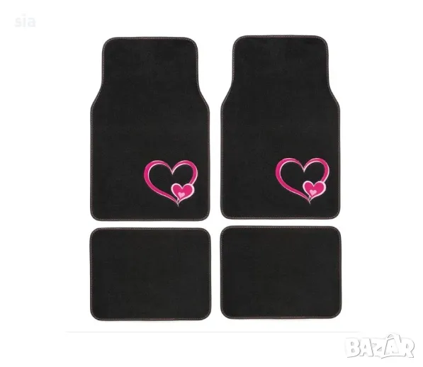 Стелки за кола с розово сърце, мокет, Универсални, снимка 1