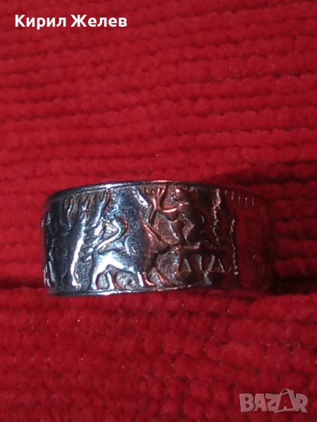 СТАР СРЕБЪРЕН ПРЪСТЕН с ВСИЧКИТЕ ЗОДИИ ФИГУРАЛНО ОРНАМЕНТИРАН ВИСОКА ПРОБА СРЕБРО БИЖУ УНИКАТ 25149, снимка 1