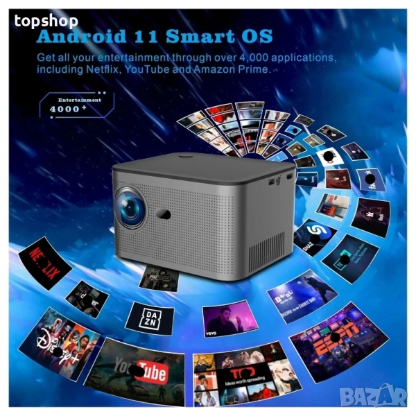Проектор HY350 4K Full HD 1080P WiFi 580ANSI 150" Електронен фокус BT5.0 Домашно кино, снимка 1
