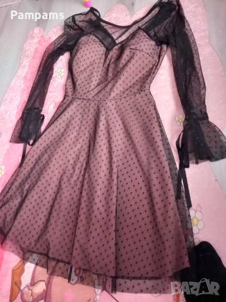 Рокля с дантела в телесен цвят(пепел от рози), снимка 1