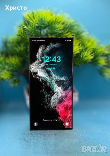 Samsung Galaxy S22 Ultra, 128GB, 8GB RAM, 5G, Phantom Black (пукнато стъкло и гръб), снимка 1